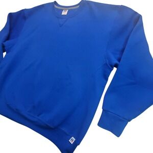 Russell Athletic Mens XXL Blue Crewneck Sweatshirt Long Sleeve Fleece Pullover